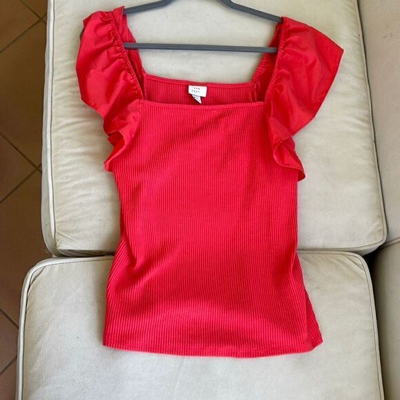 A New Day ruffled sleeveless top, size XL, red - Picture 2 of 5